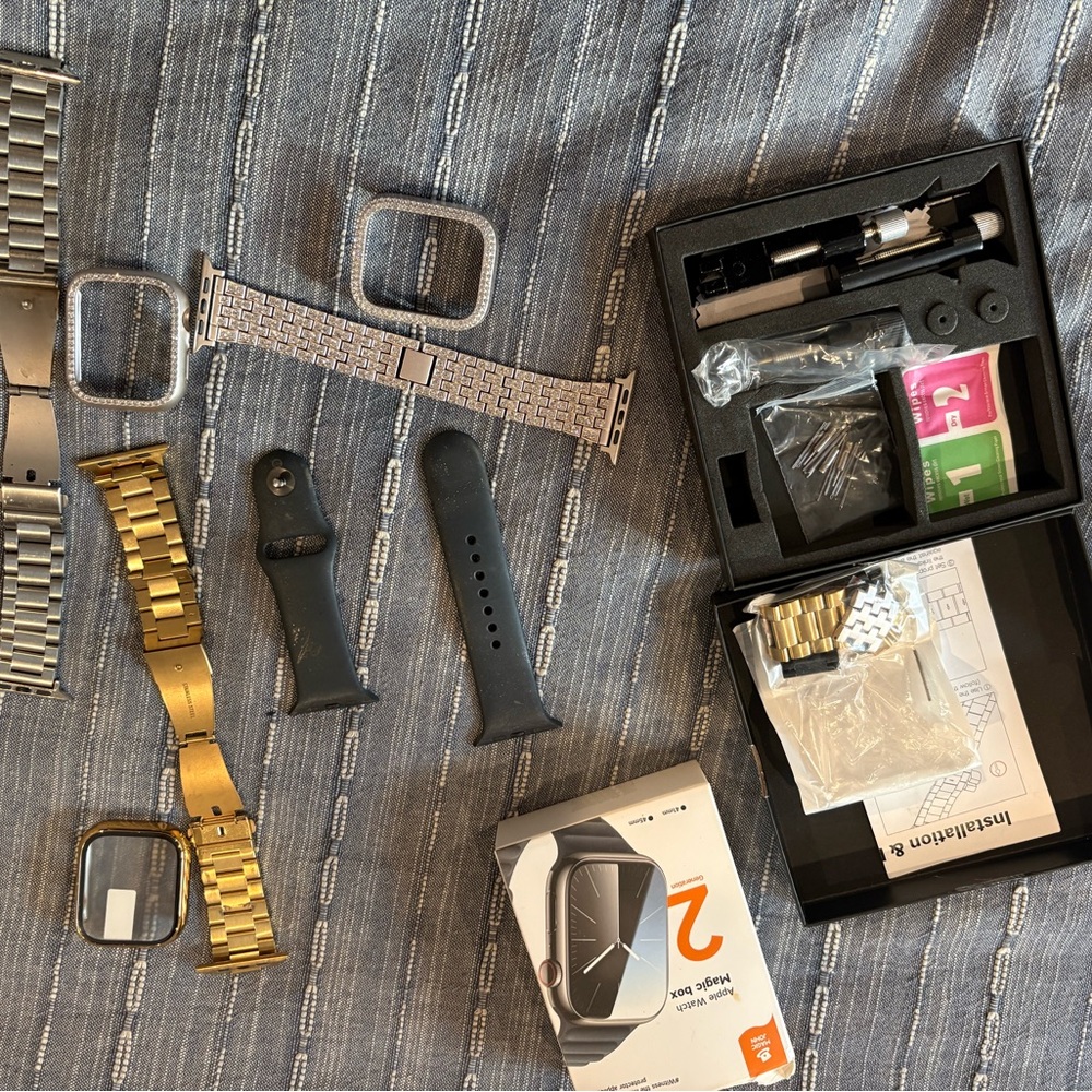 Smartwatch with Gold Silver and Black Bands